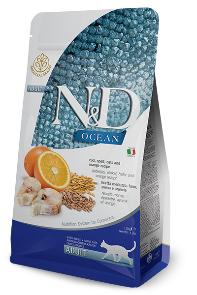 N&D OCEAN CAT LG Adult Codfish & Orange 300g