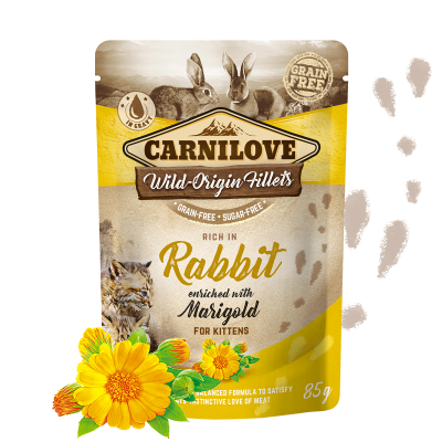 Carnilove Cat Pouch Kitten Rabbit Enriched&Marigold 85g