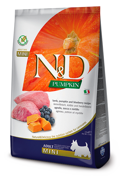 N&D Pumpkin DOG Adult Mini Lamb & Blueberry 2,5kg