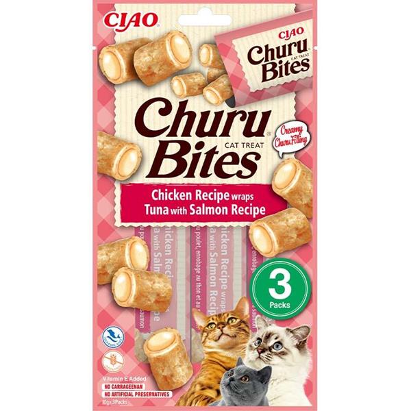 Churu Cat Bites Chicken wraps Tuna&Salmon Recipe 3x10g