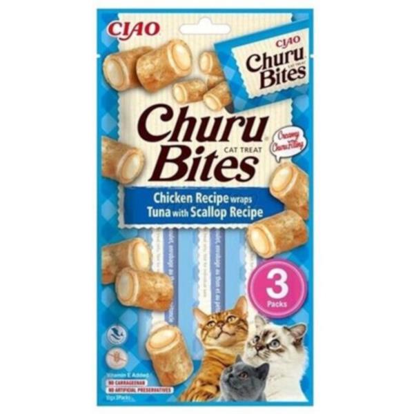 Churu Cat Bites Chicken wraps Tuna&Scallop Recipe3x10g