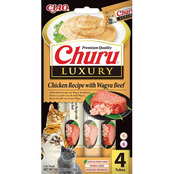 Inaba Churu Cat Luxury kuře s hovězím masem Wagyu 4x 14g