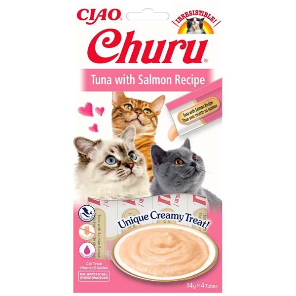 Inaba Churu cat snack Tuňák s příchutí lososa 4x 14g