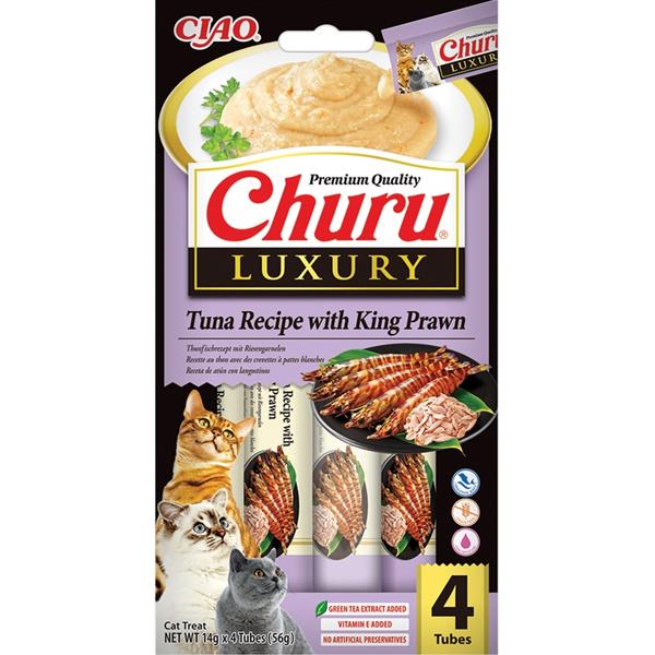 Inaba Churu Cat Luxury tuňák s královskými krevetami 4x 14g