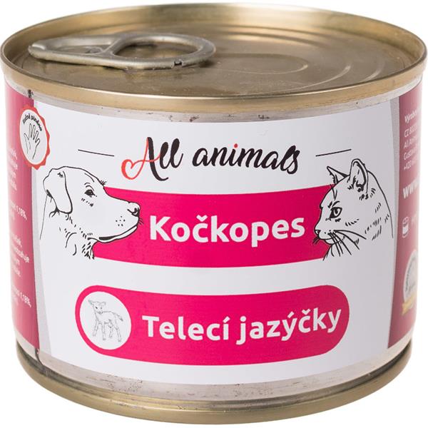 ALL ANIMALS Kočkopes konz. telecí jazýčky 200g