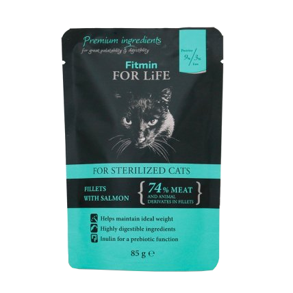 Fitmin For Life Lososová kapsička pro kastrované kočky 85 g