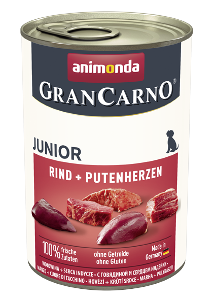 GranCarno Junior - hovězí, krůtí srdce 400g