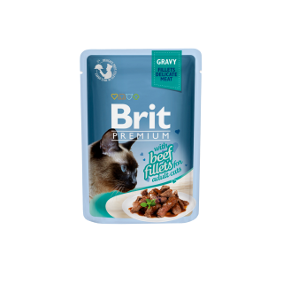 Brit Premium Cat D Fillets in Gravy With Beef 85g 