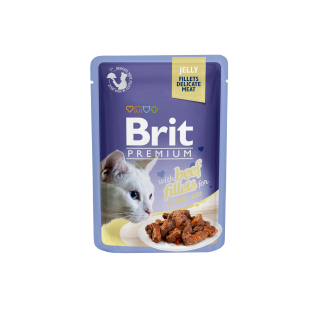 Brit Premium Cat D Fillets in Jelly with Beef 85g 