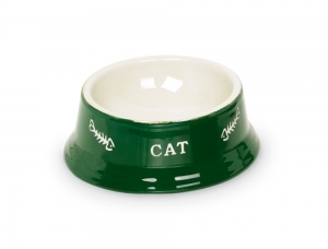 Nobby Cat keramická miska 14 x 4,8 cm zelená